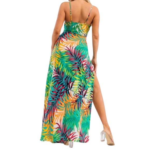 Sleeveless tropical print maxi sun dress with shorts underneath (S-3X) all sizes - Picture 7 of 11